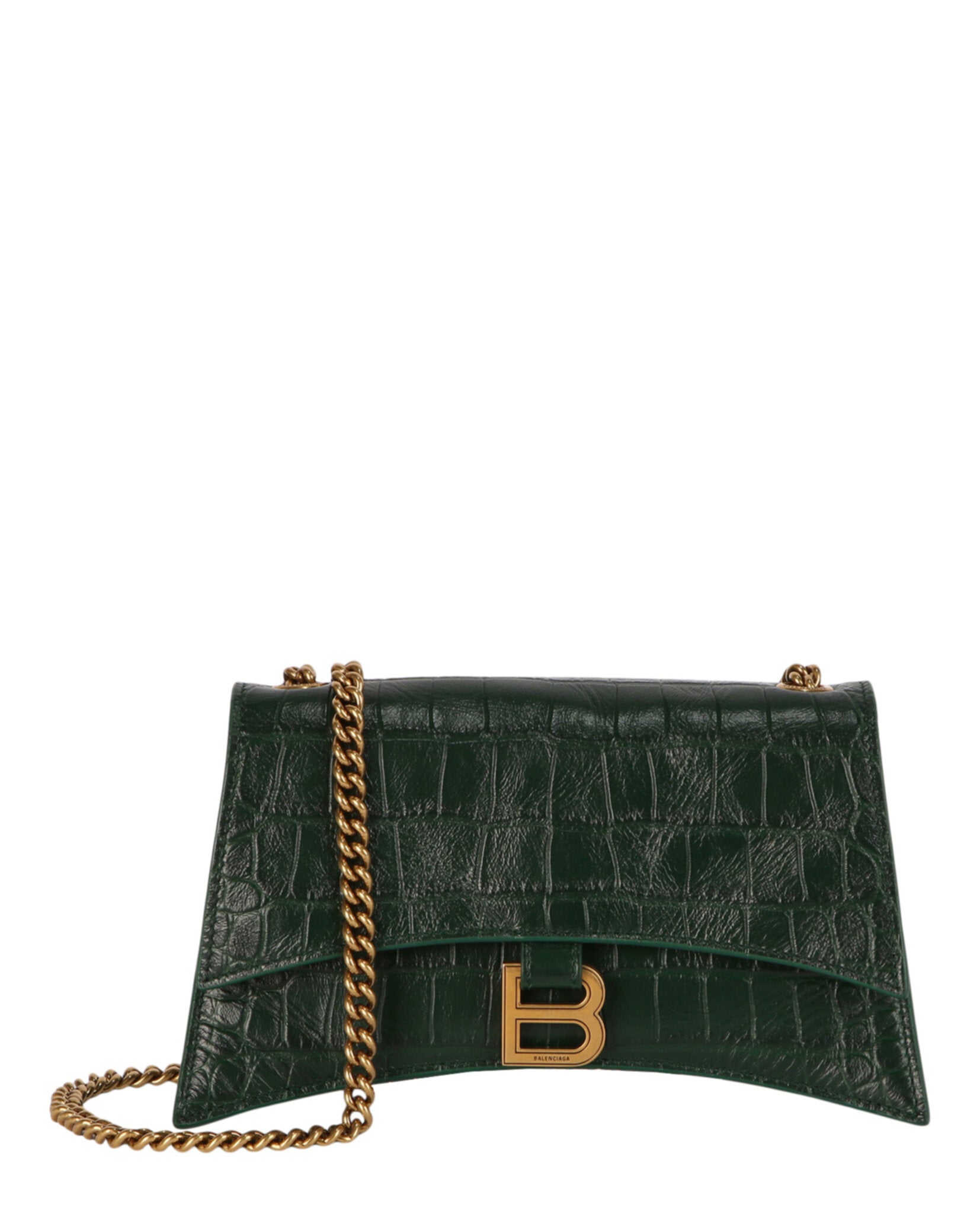 Xs Crocodile Embossed Crush Chain Shoulder Bag