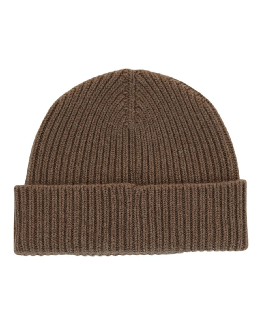 Textured Knit Ribbed Beanie With Monogram Accent