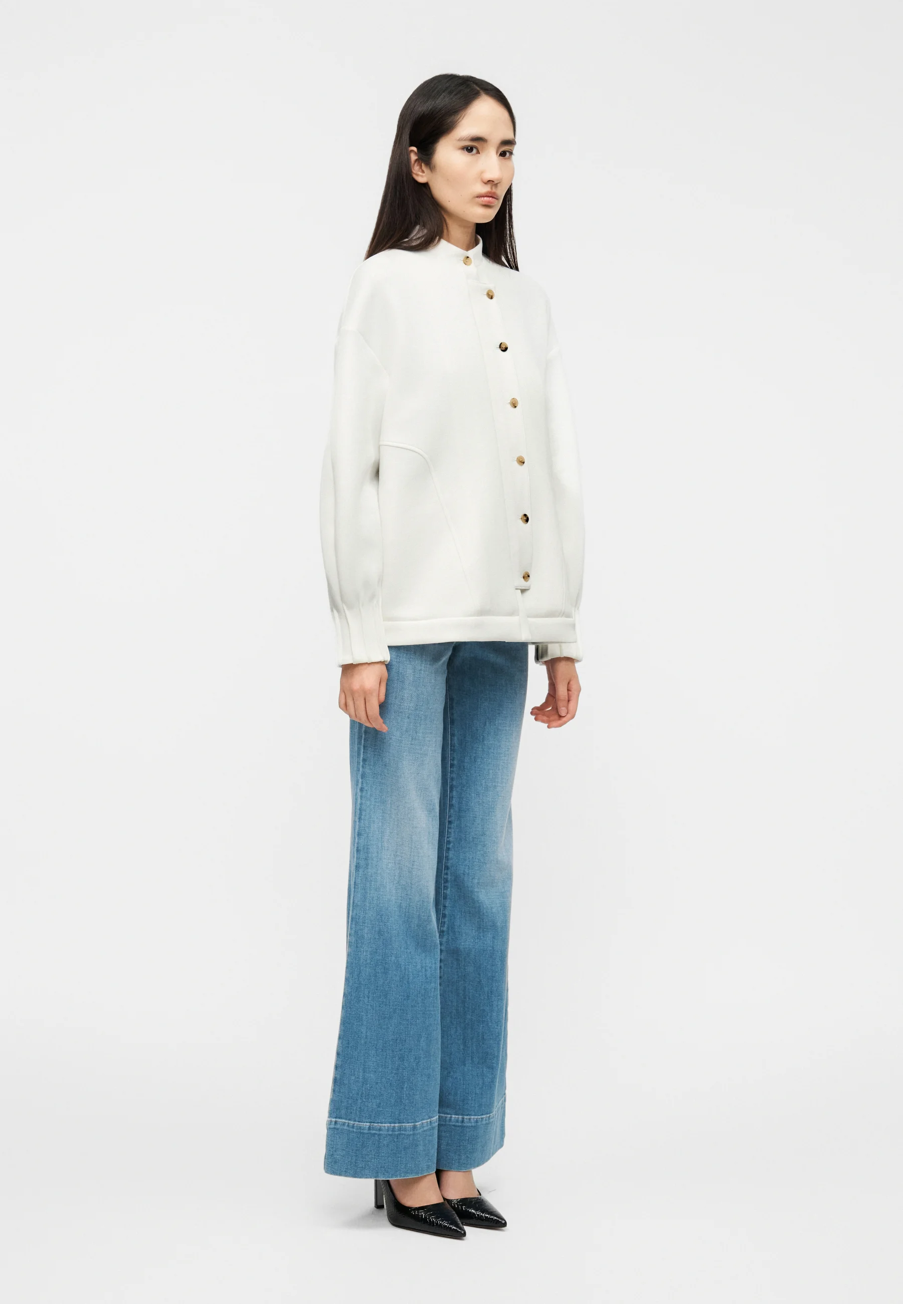 White Cotton Blend Sweatshirt