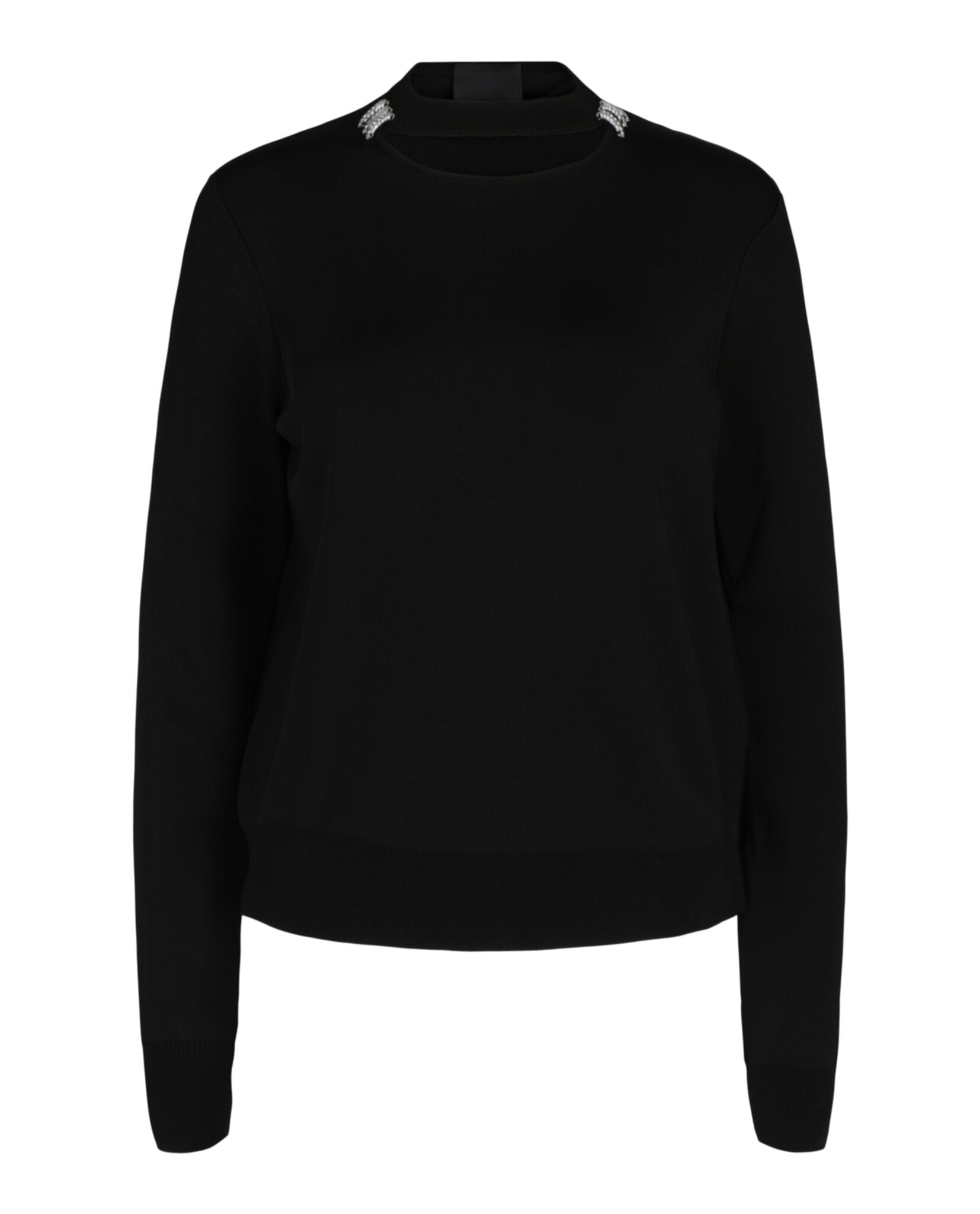 Slim Crew Neck Sweater With Crystal Details