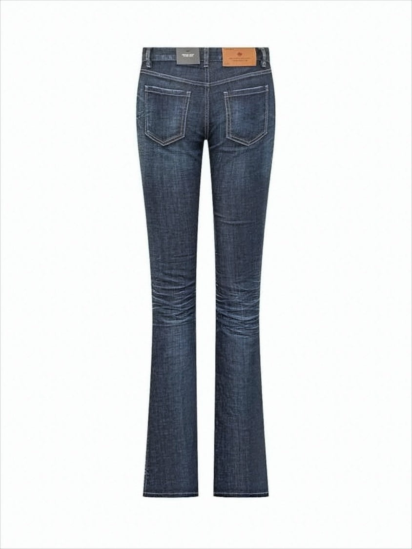 Mid-Rise Flared Denim Pants