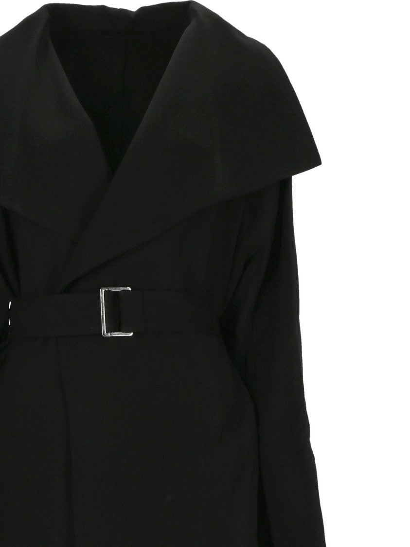 Minimalist Black Coat with Wide Collar