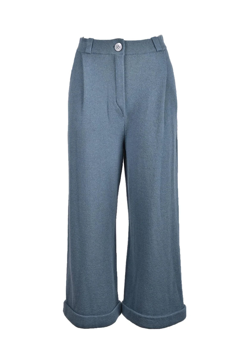 Soft Cashmere Trousers with Cuffed Hem