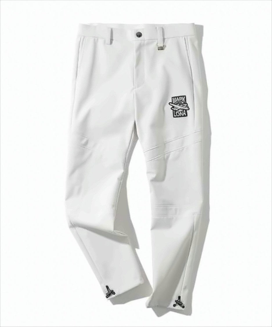 Straight White Pants with Design