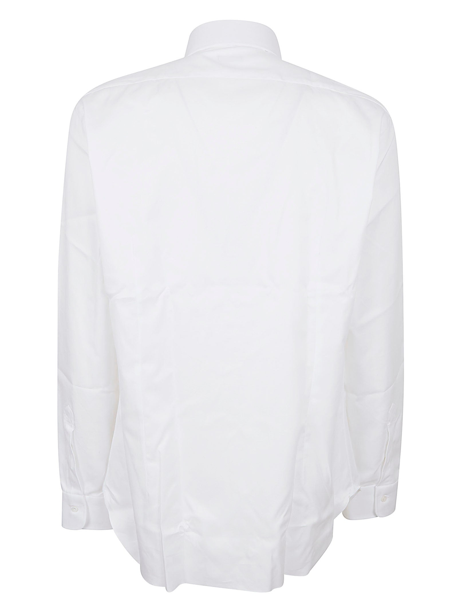 Long-Sleeve White Shirt with Crisp Collar
