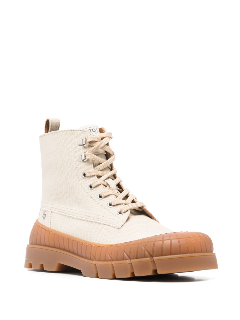 Front Lace-Up and Side Zip Light Beige Boots