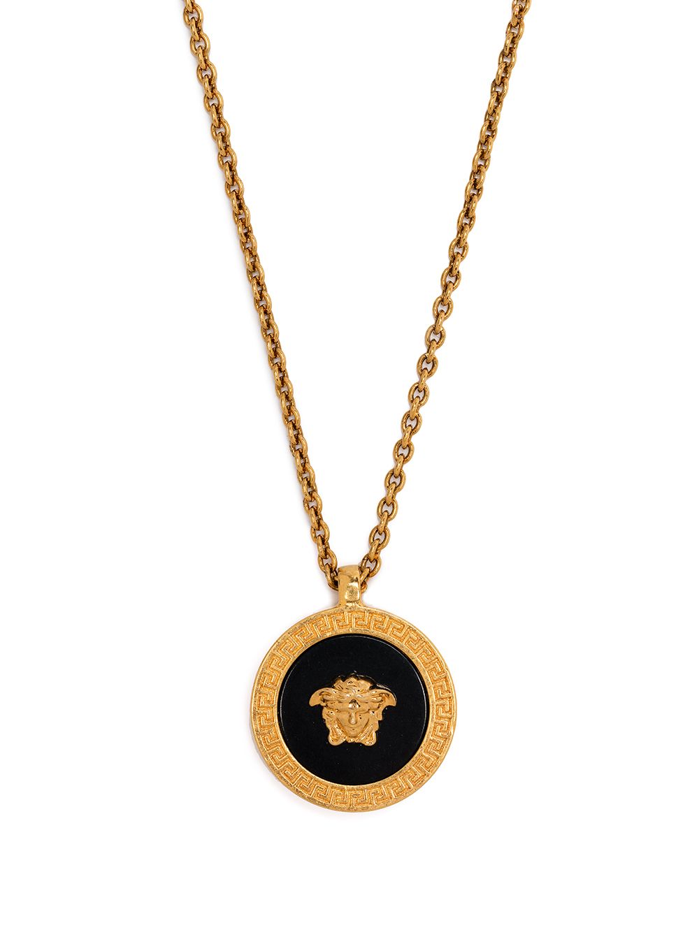 Round Pendant Necklace With Gold Medusa Emblem