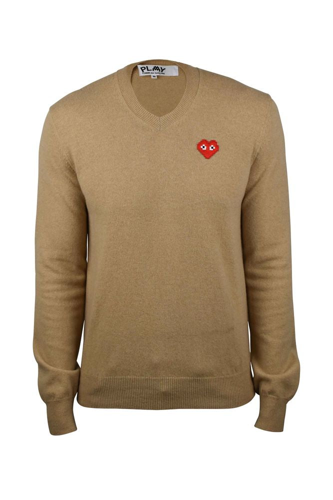 Camel Wool V-Neck Sweater