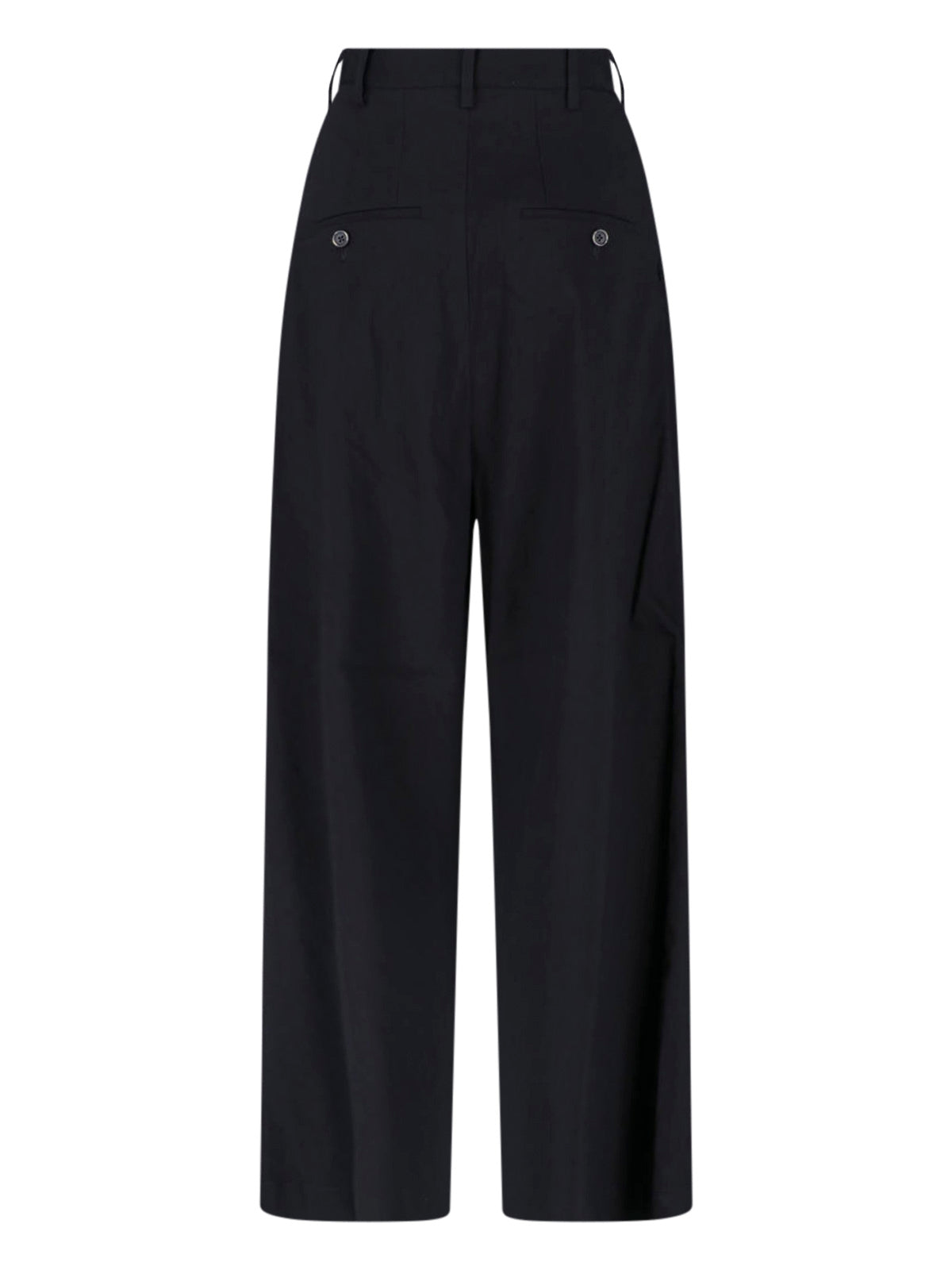 Black High-Waisted Wide-Leg Linen Trousers