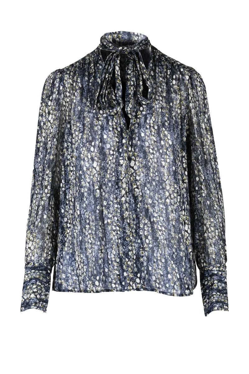 Chiffon Blouse - Blue/White