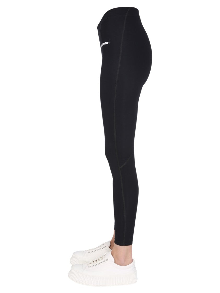 High-Waisted Black Logo Print Leggings