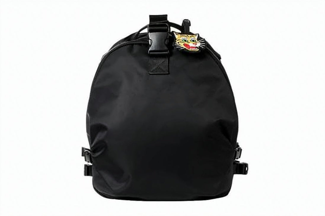 Black Polyamide Backpack with Tiger Charm