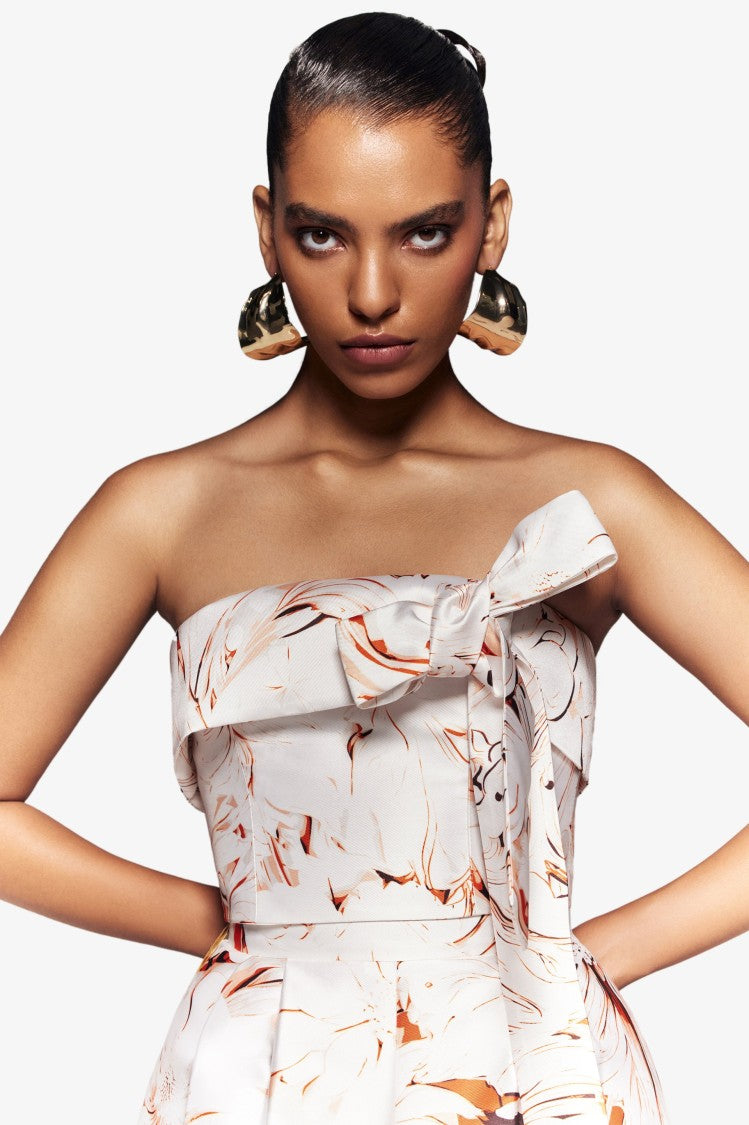 Mikado Strapless Top With Print