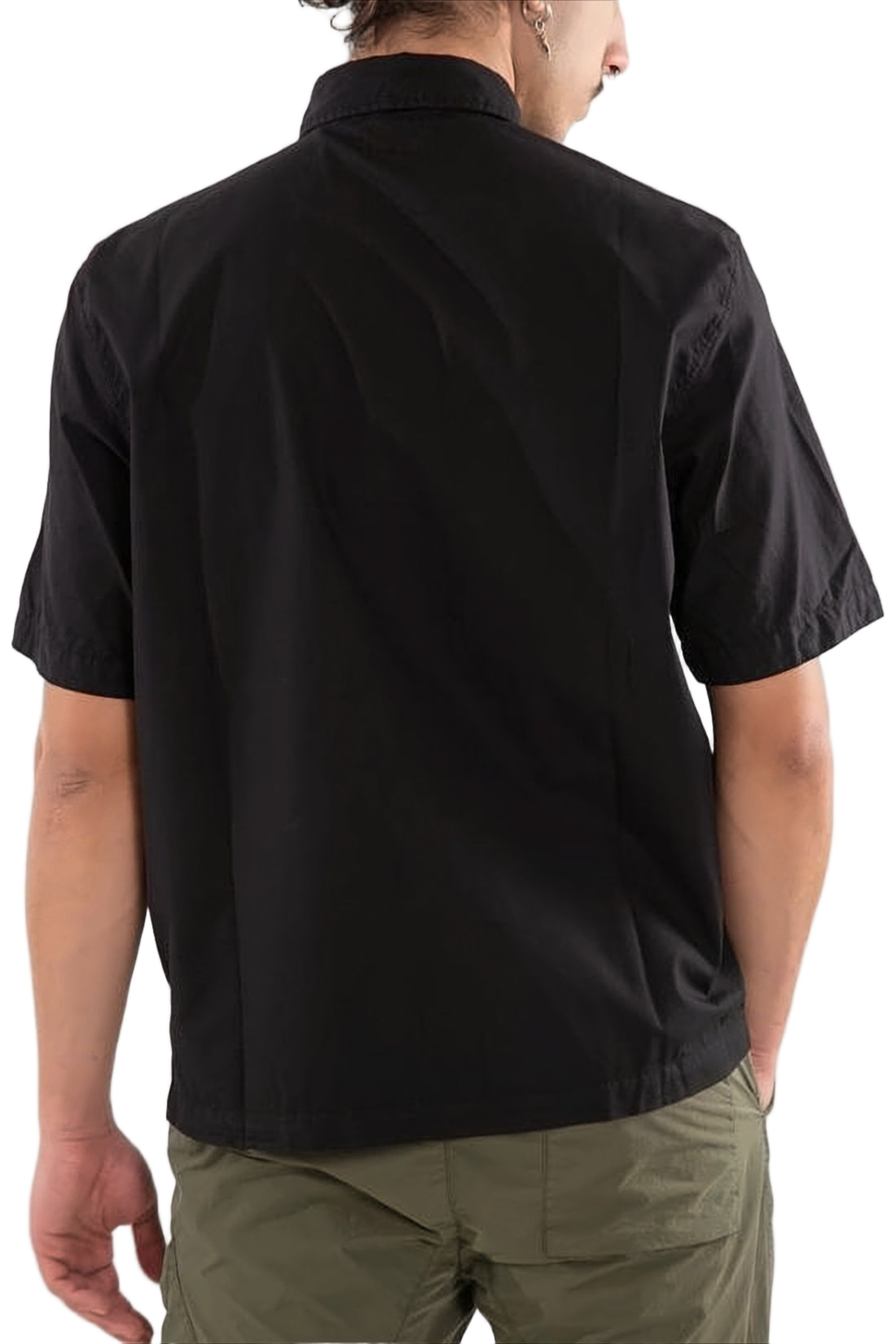 Boxy Fit Short-Sleeve Shirt with Classic Collar