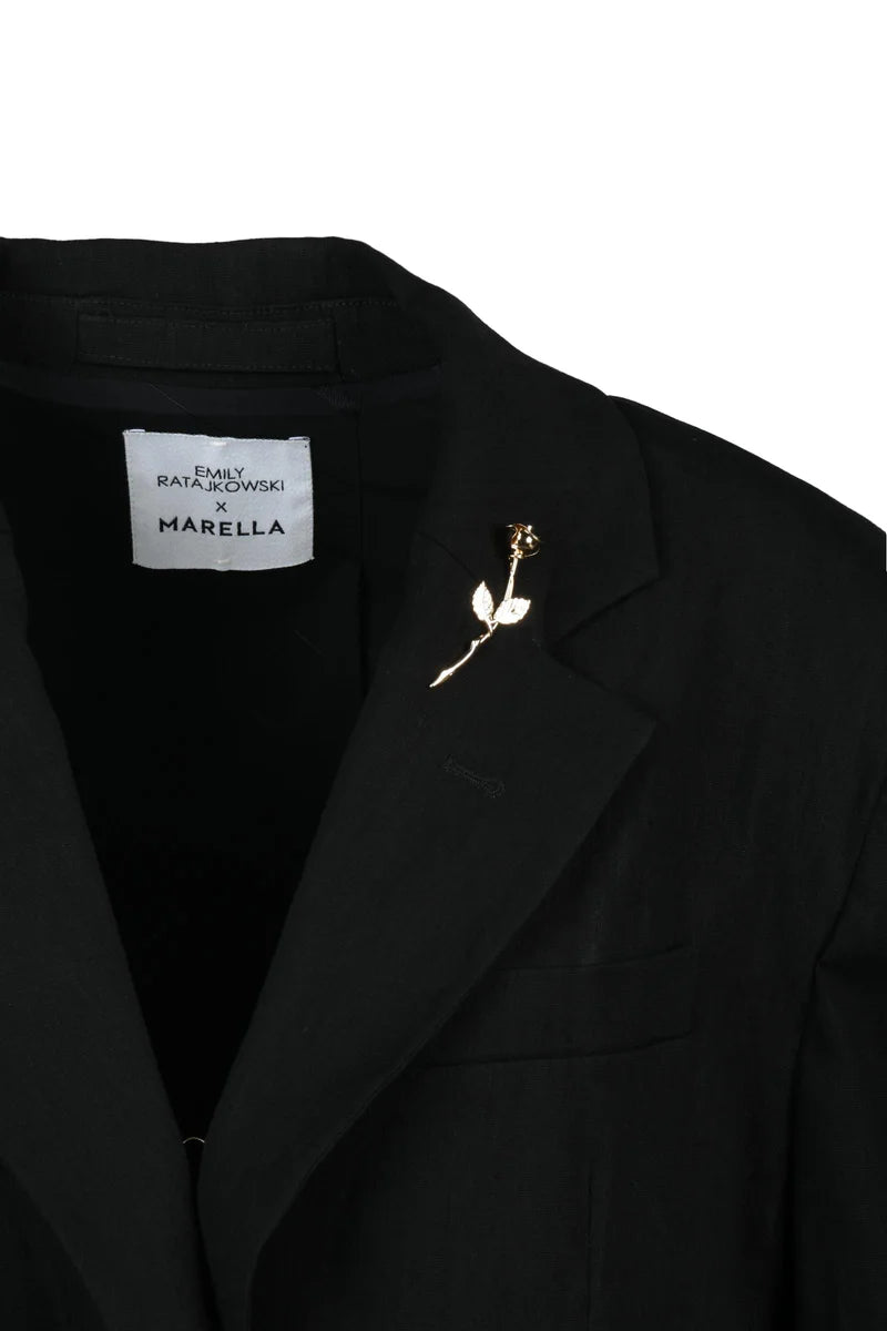 Linen Viscose Blazer - Black