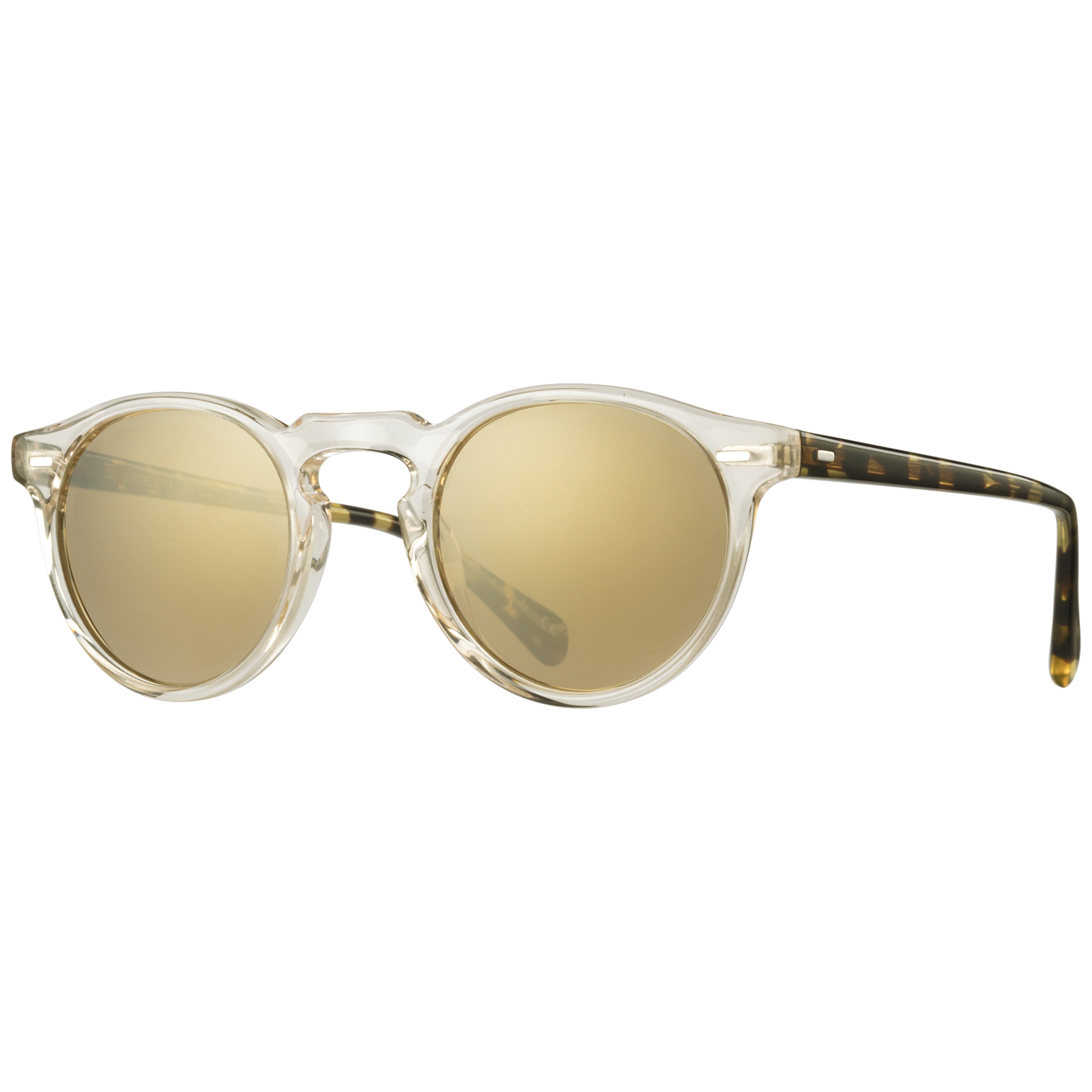 0ov5217s Round Acetate Sunglasses with Tortoiseshell Temples