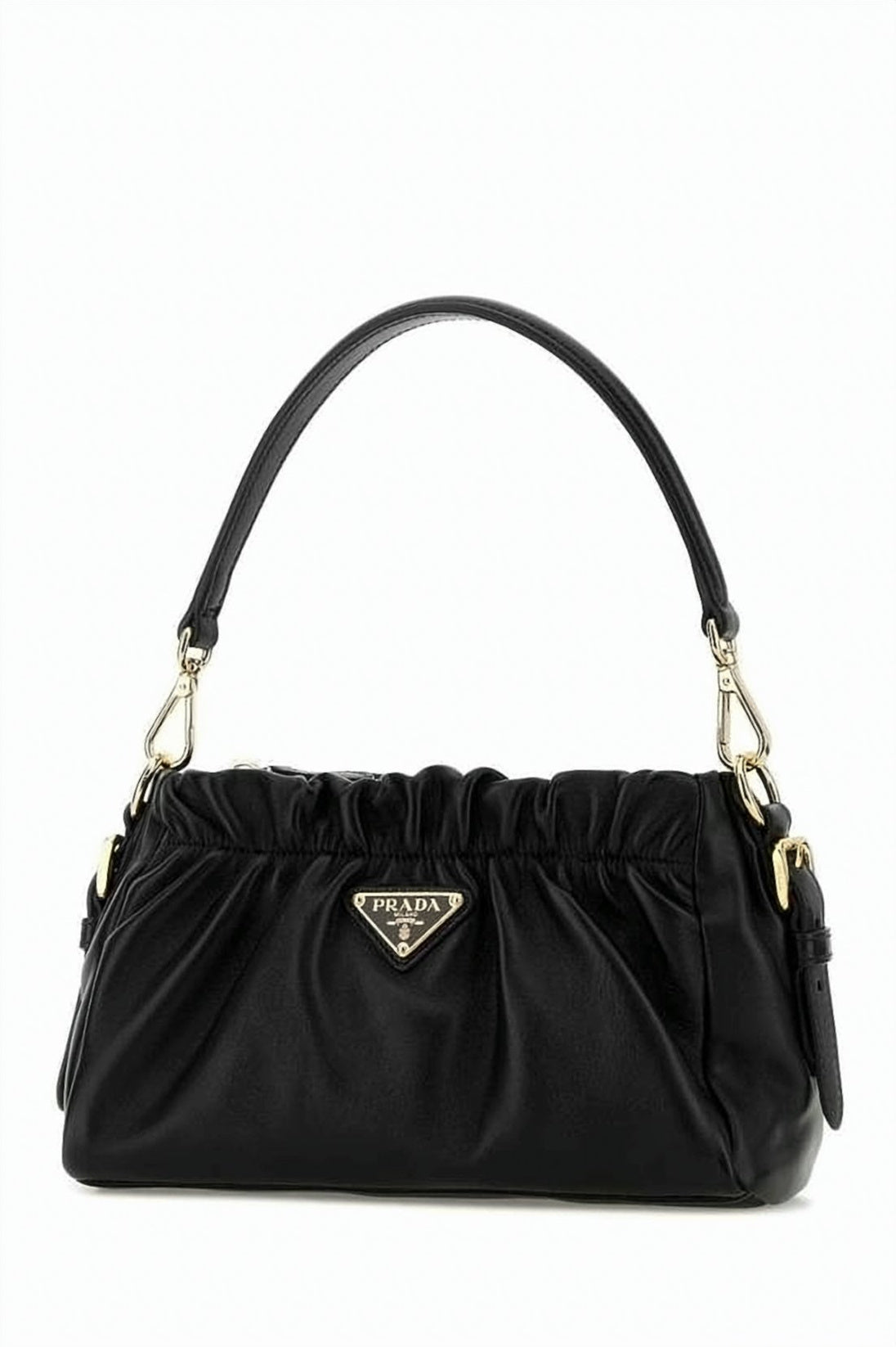 Ruched Napa Leather Shoulder Bag