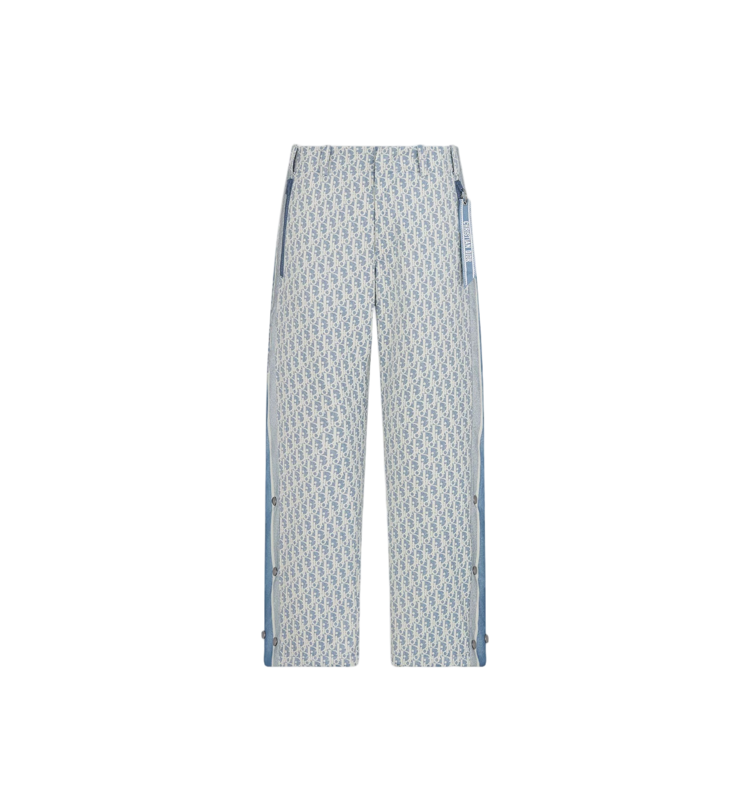 White Straight-Leg Monogram Pattern Ski Pants