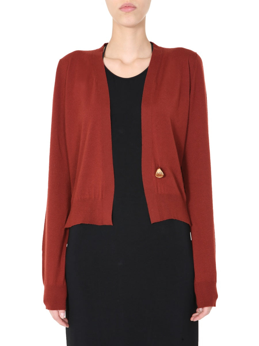 V-Neck Button-Front Cardigan with Cashmere Blend