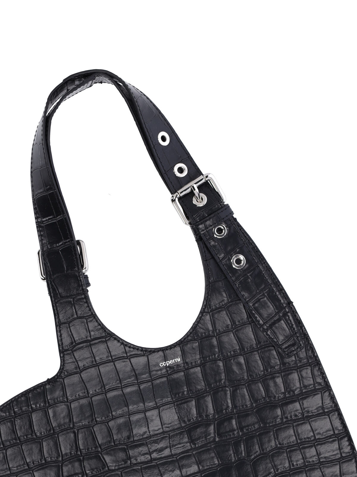 “Heart” Croc-Effect Bag – Black