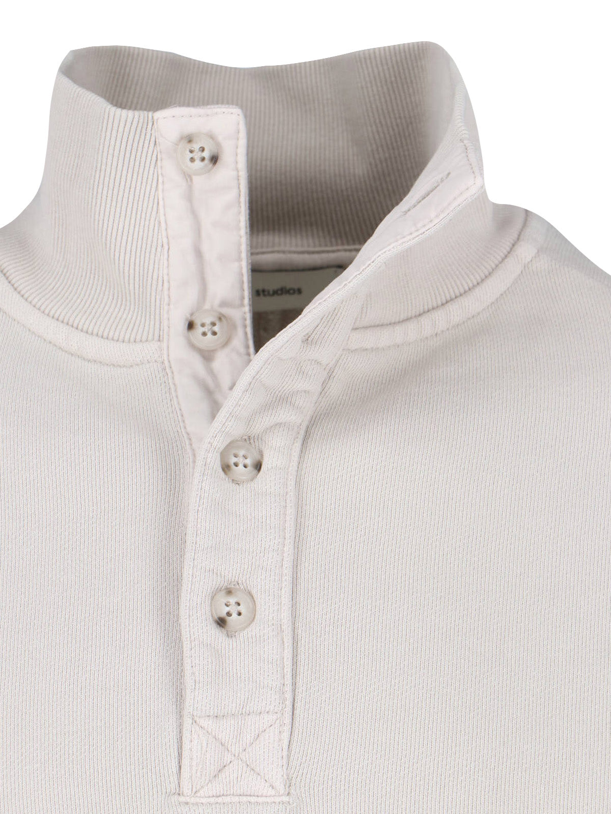 Cream Port High-Collar Cotton Sweatshirt