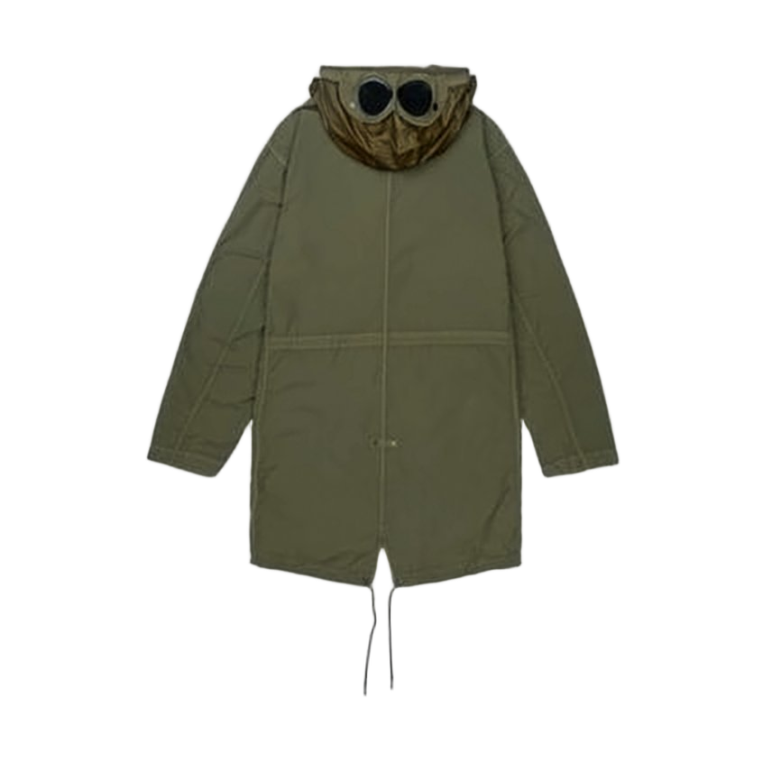 Muted Olive Green Tropical Wool Parka