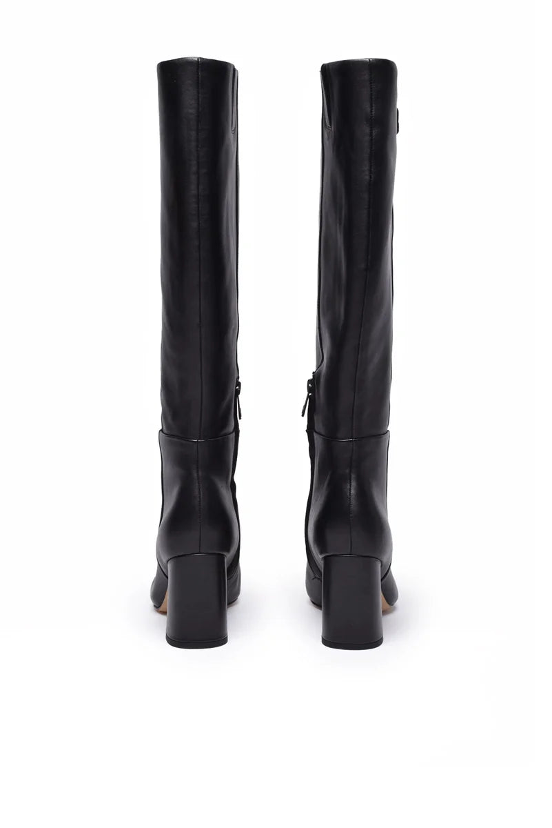 Leather & Polyurethane Boots - Black