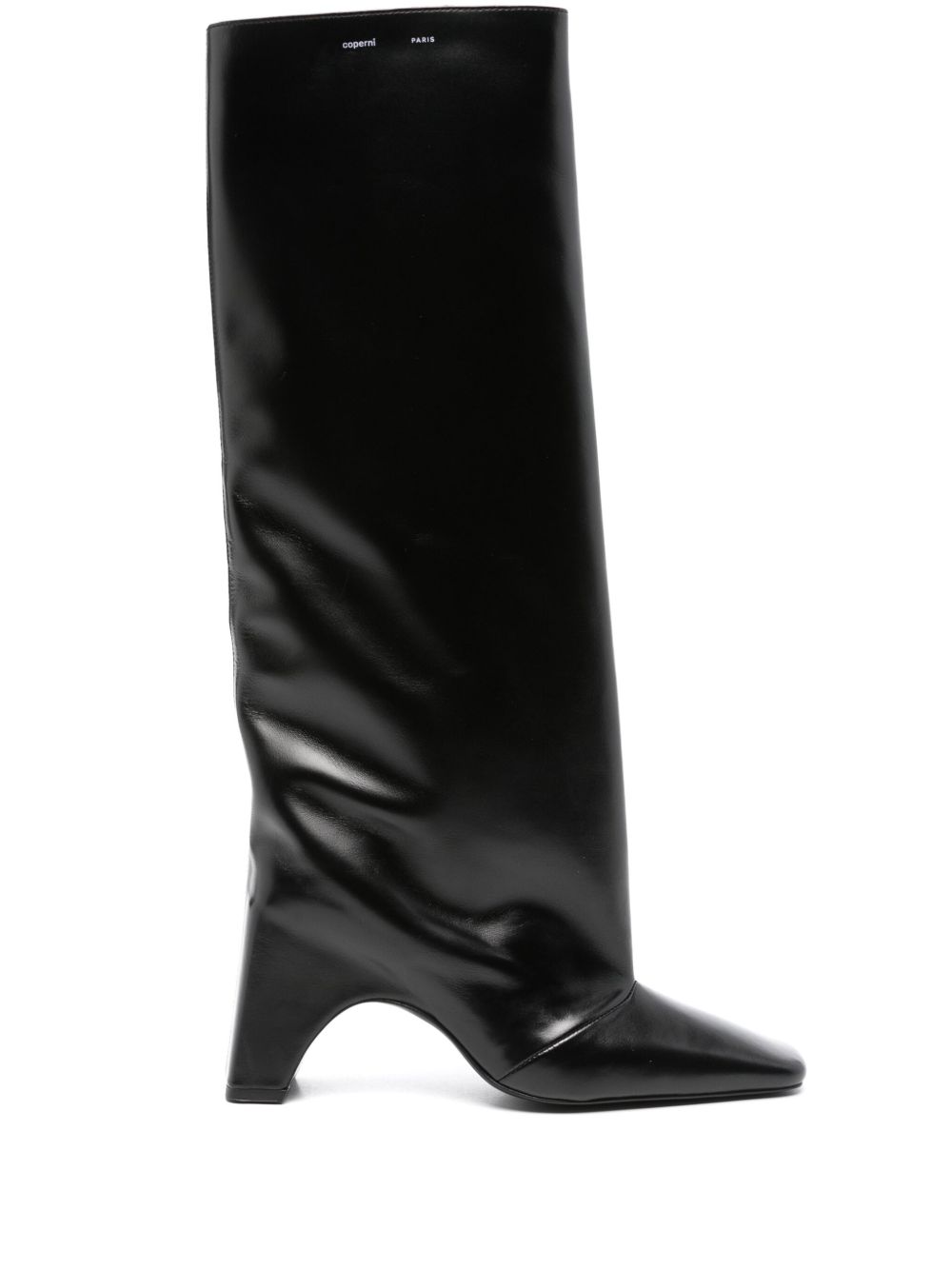 High-Shaft Black Leather Boots
