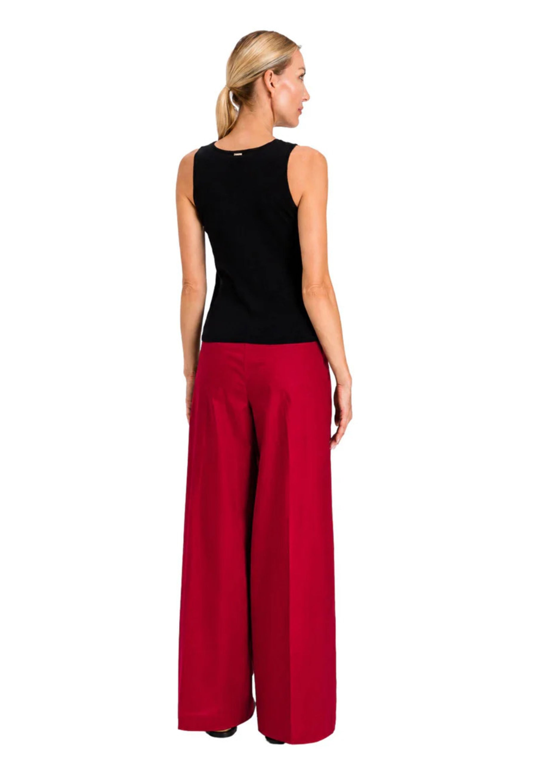 High-Waist Wide-Leg Pants with Pleated Front Detail