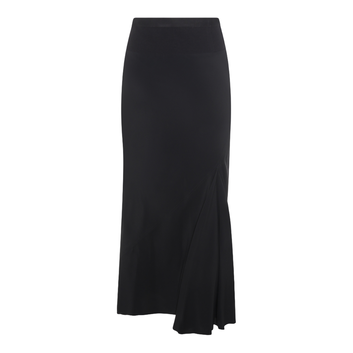 High-Waisted Asymmetrical Black Midi Skirt