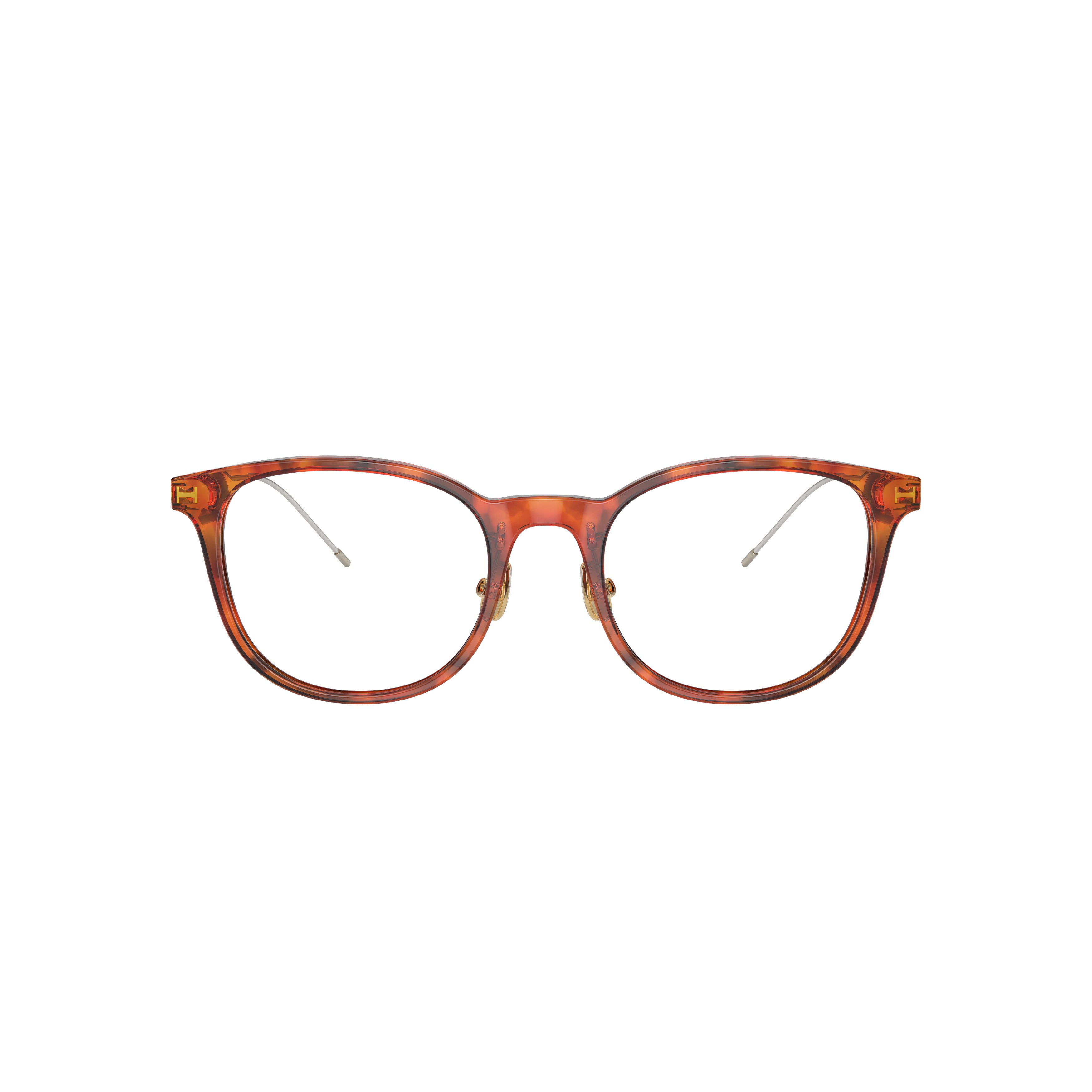 0bc3006 Round Tortoiseshell Frame Eyeglasses with Metal Temples