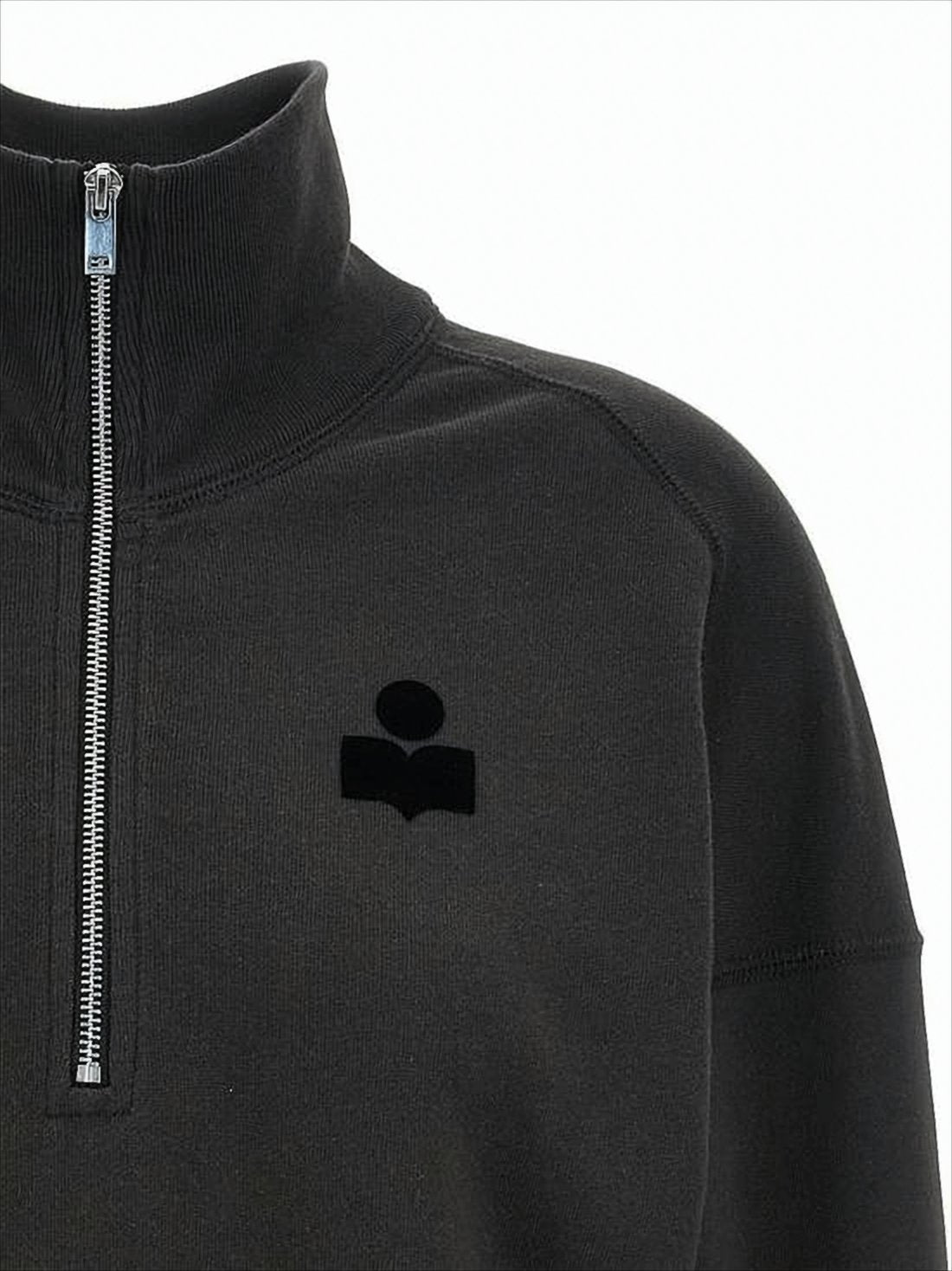 Cropped Turtleneck Sweatshirt with Half-Zip Closure