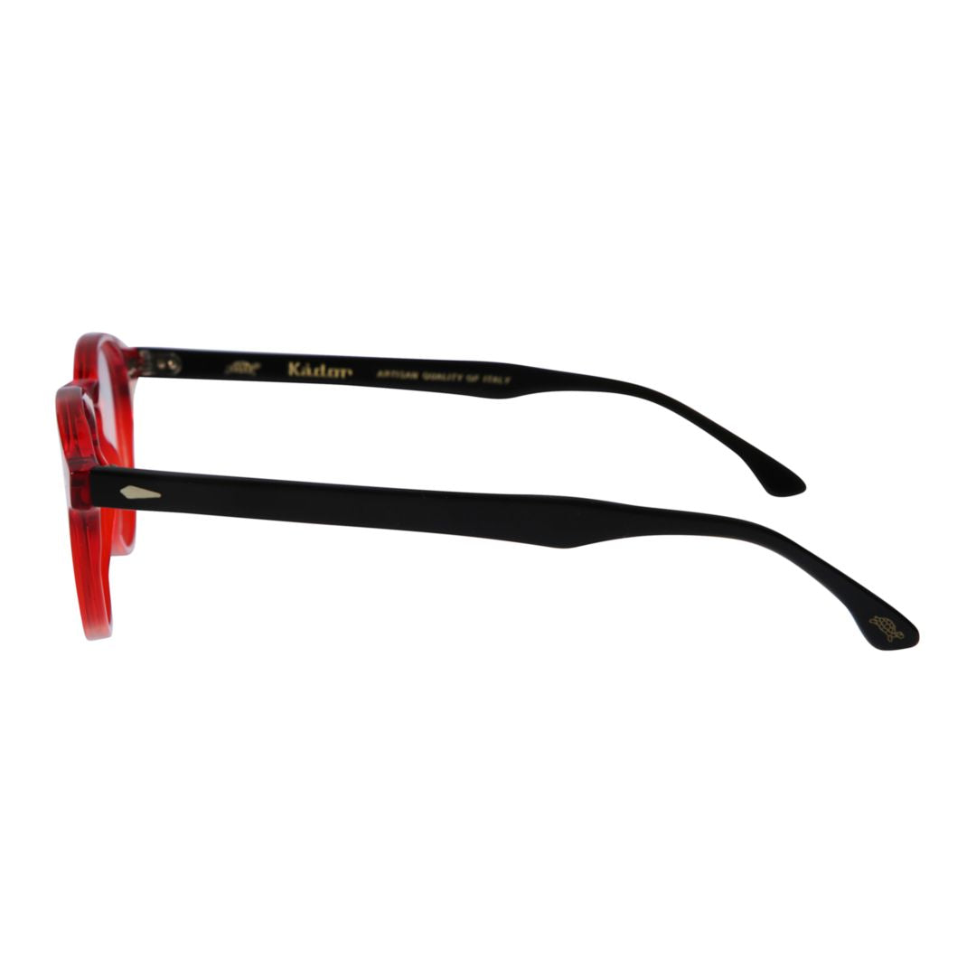 Oxford Rounded Frame Eyeglasses with Bold Red Front