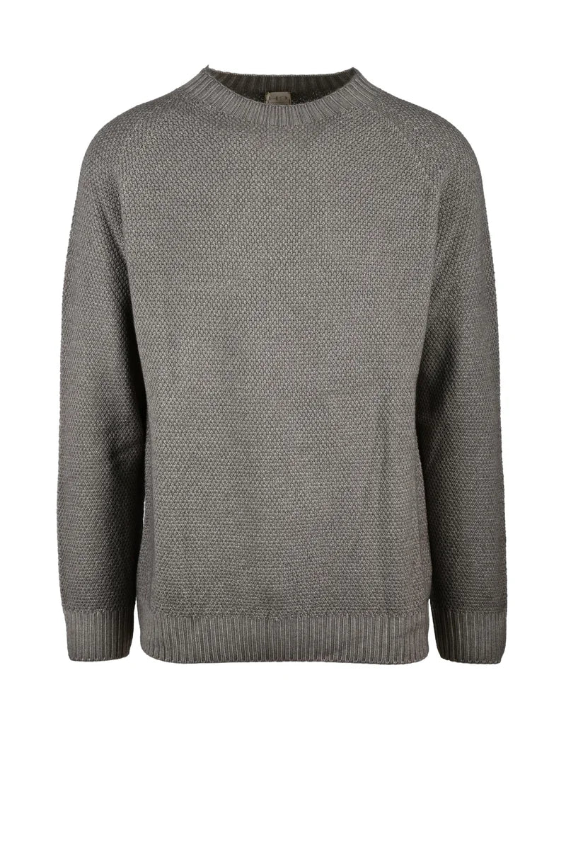 Brown Merino Wool Men's Crewneck Sweater