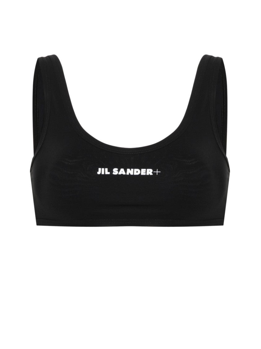 One-Piece Black Bikini Top With Rounded Neckline