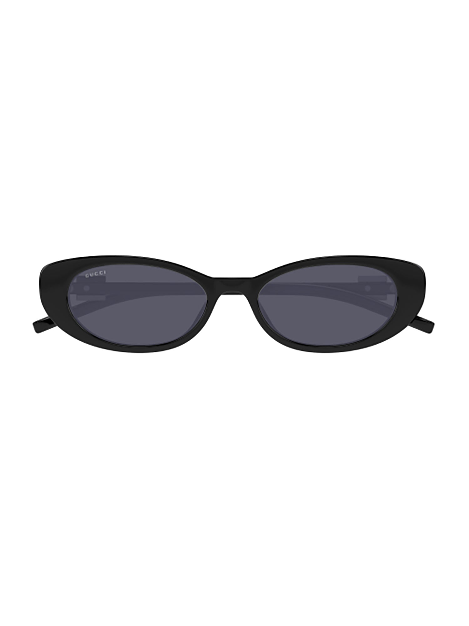 Oval Lens Sunglasses With Black Plastic Frame And Silver-Tone Logo