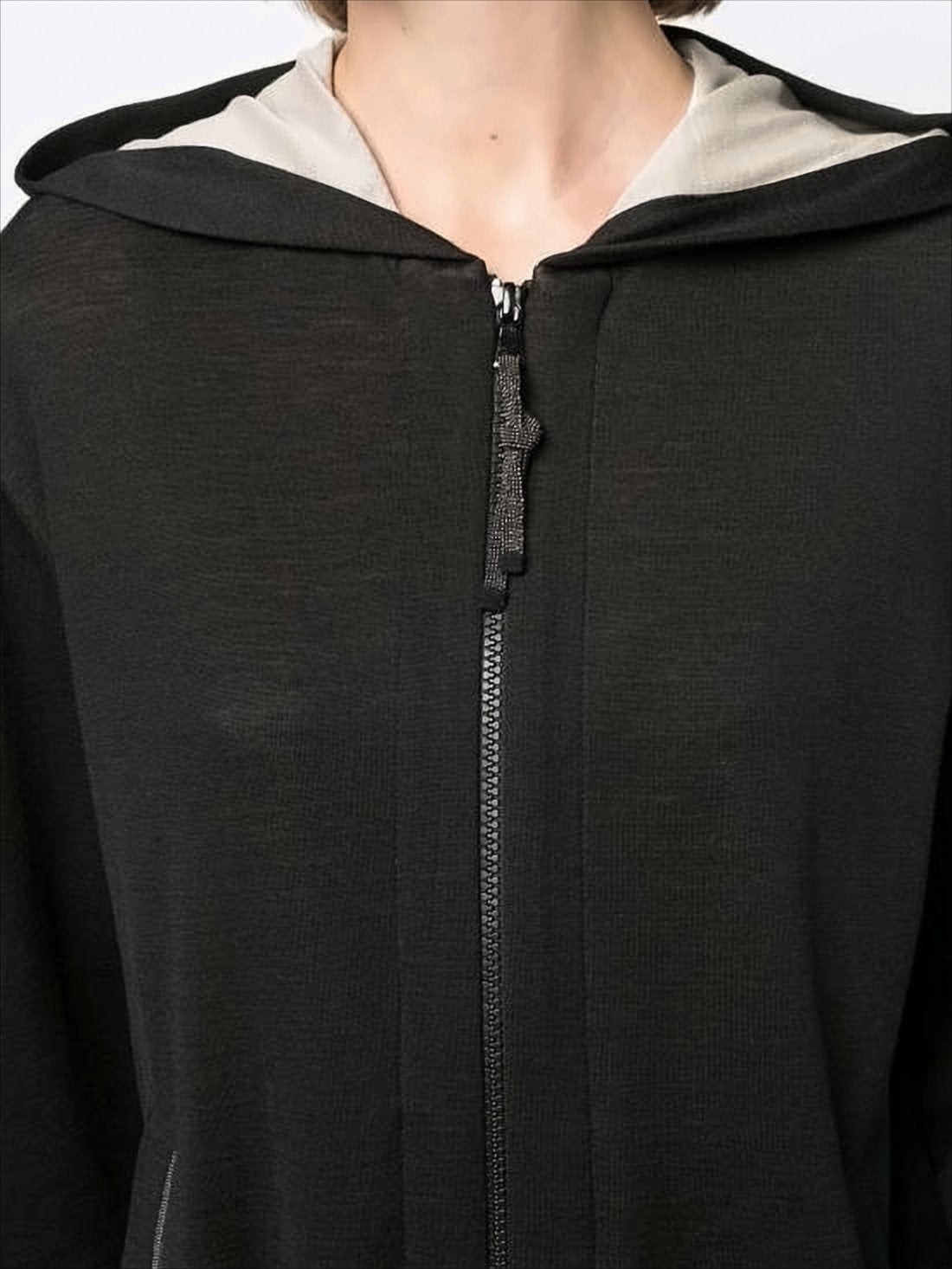 Long-Sleeve Zip-Up Hoodie In Semi-Sheer Fabric