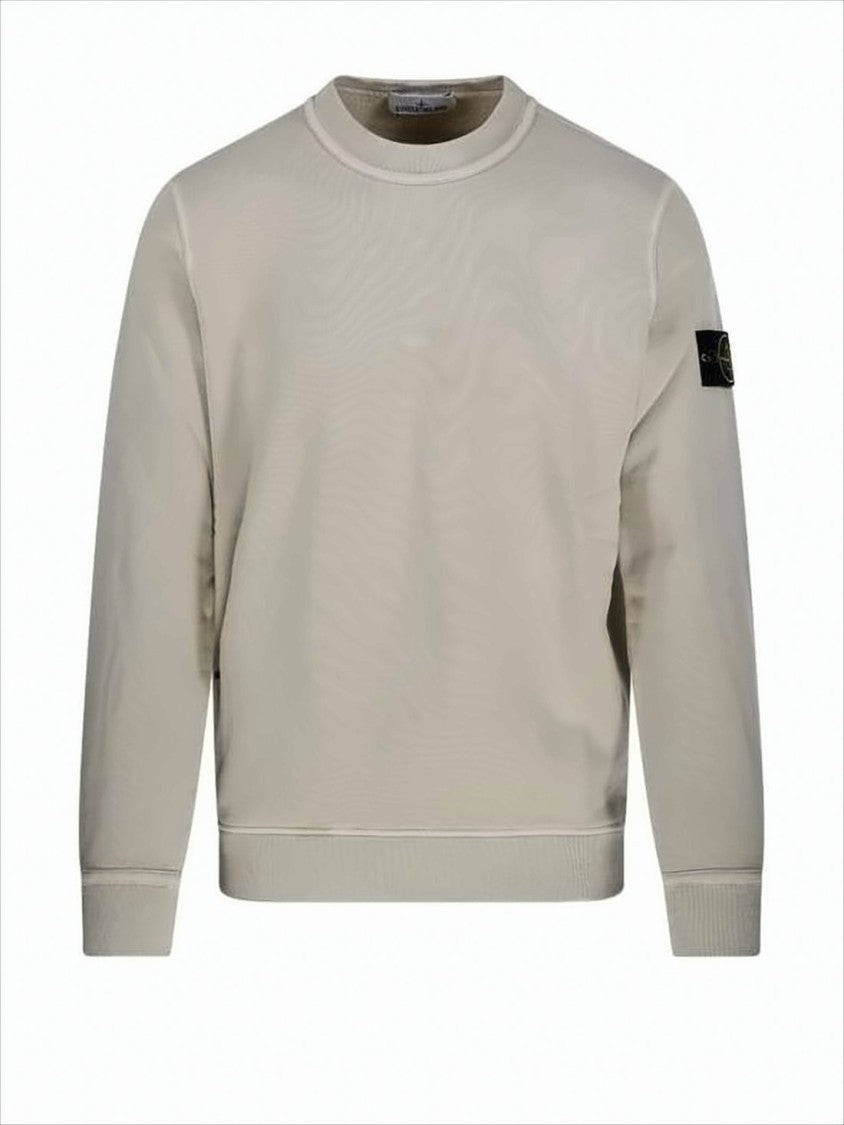 Long-Sleeve Crewneck Sweatshirt in Soft Plaster
