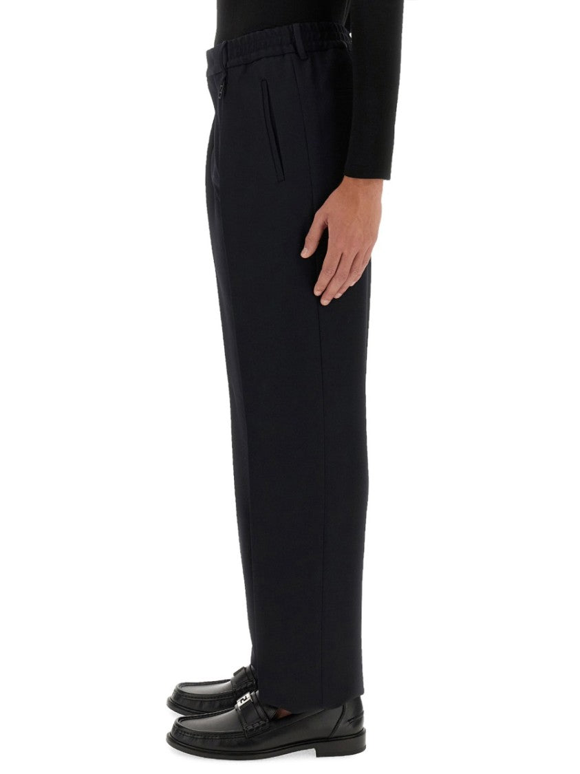 Straight-Fit Black Wool Pants