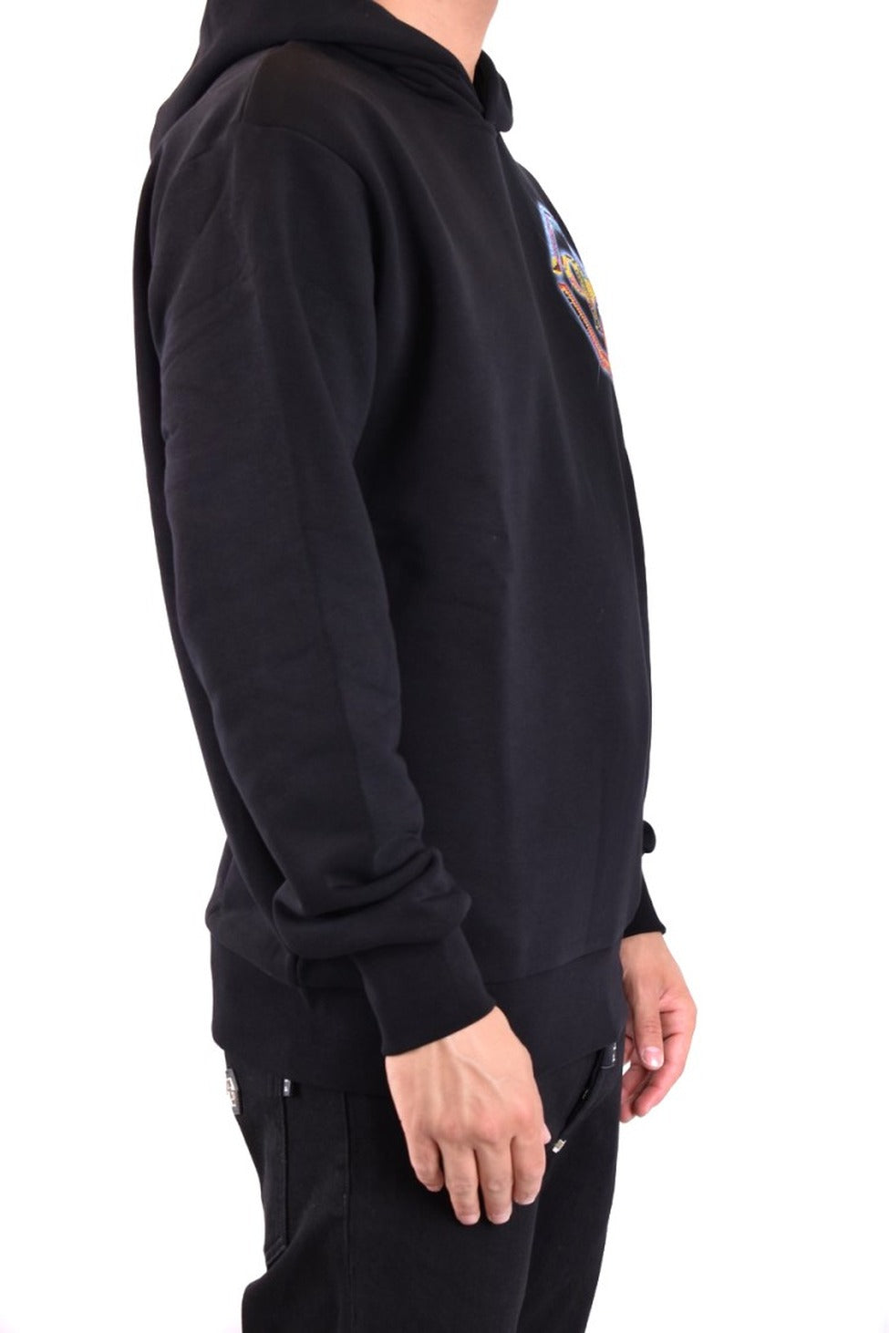 Black Cotton Sweatshirt With Iconic Hexagonal Logo