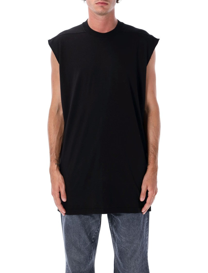 Sleeveless Cotton Top With Long Silhouette And Dropped Armholes