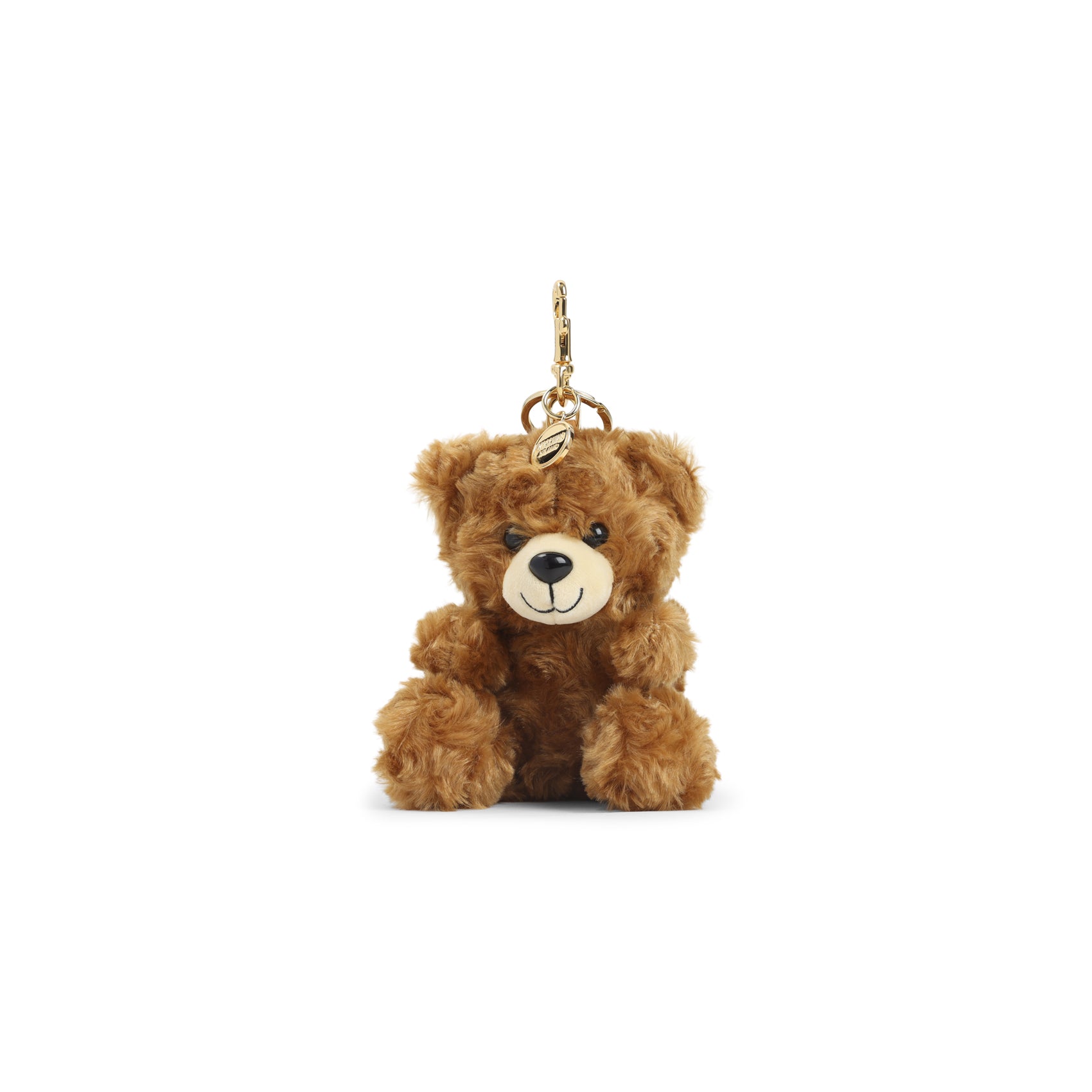 Plush Teddy Bear Keychain With Gold-Tone Clasp And Charm