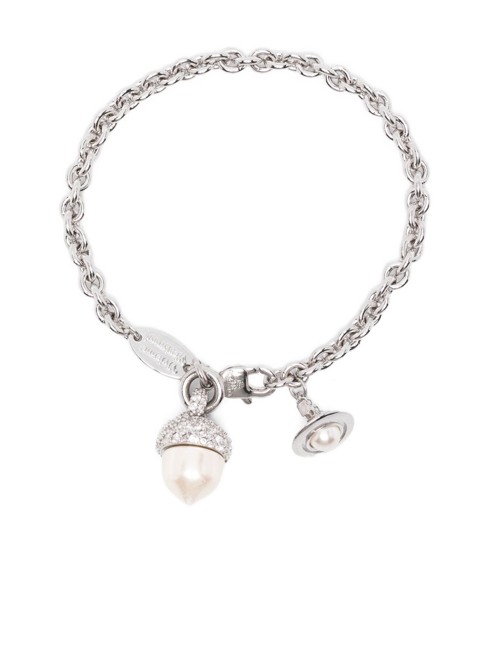 Silver-tone Bracelet with Pearl-like Orb