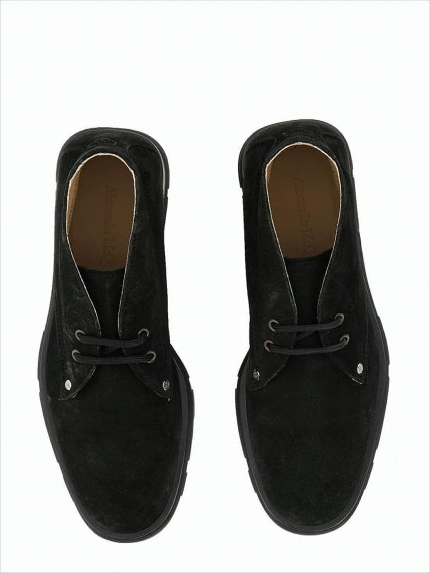 Suede Lace-Up Boots with Streamlined Design