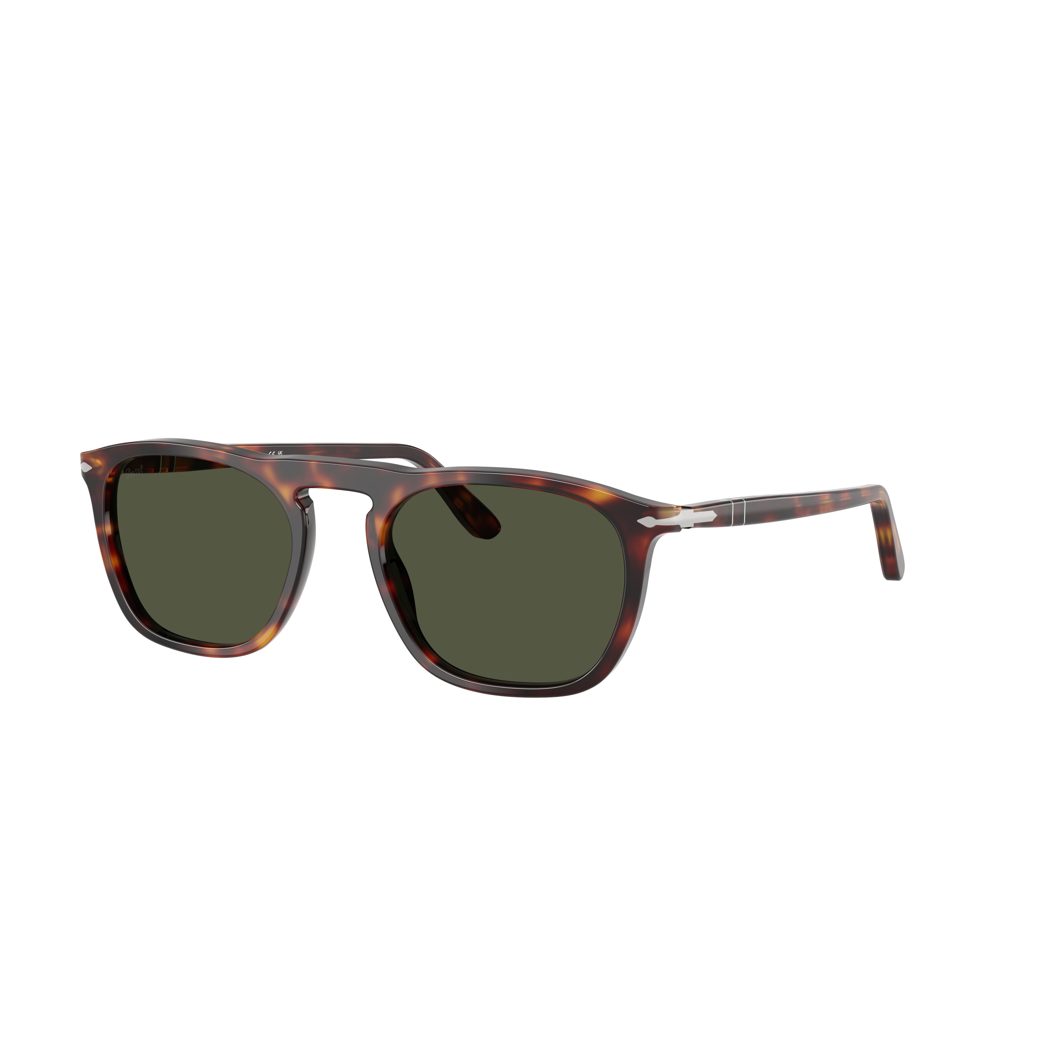0po3391s Square Frame Tortoiseshell Acetate Sunglasses with Green Lenses