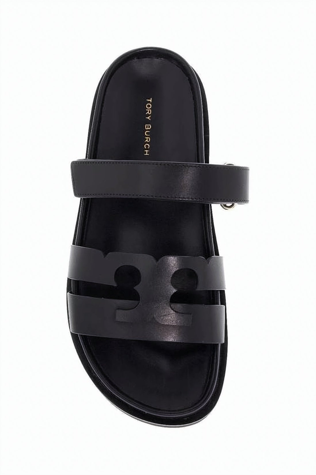 Black Leather Sandal with Cut-Out Pattern