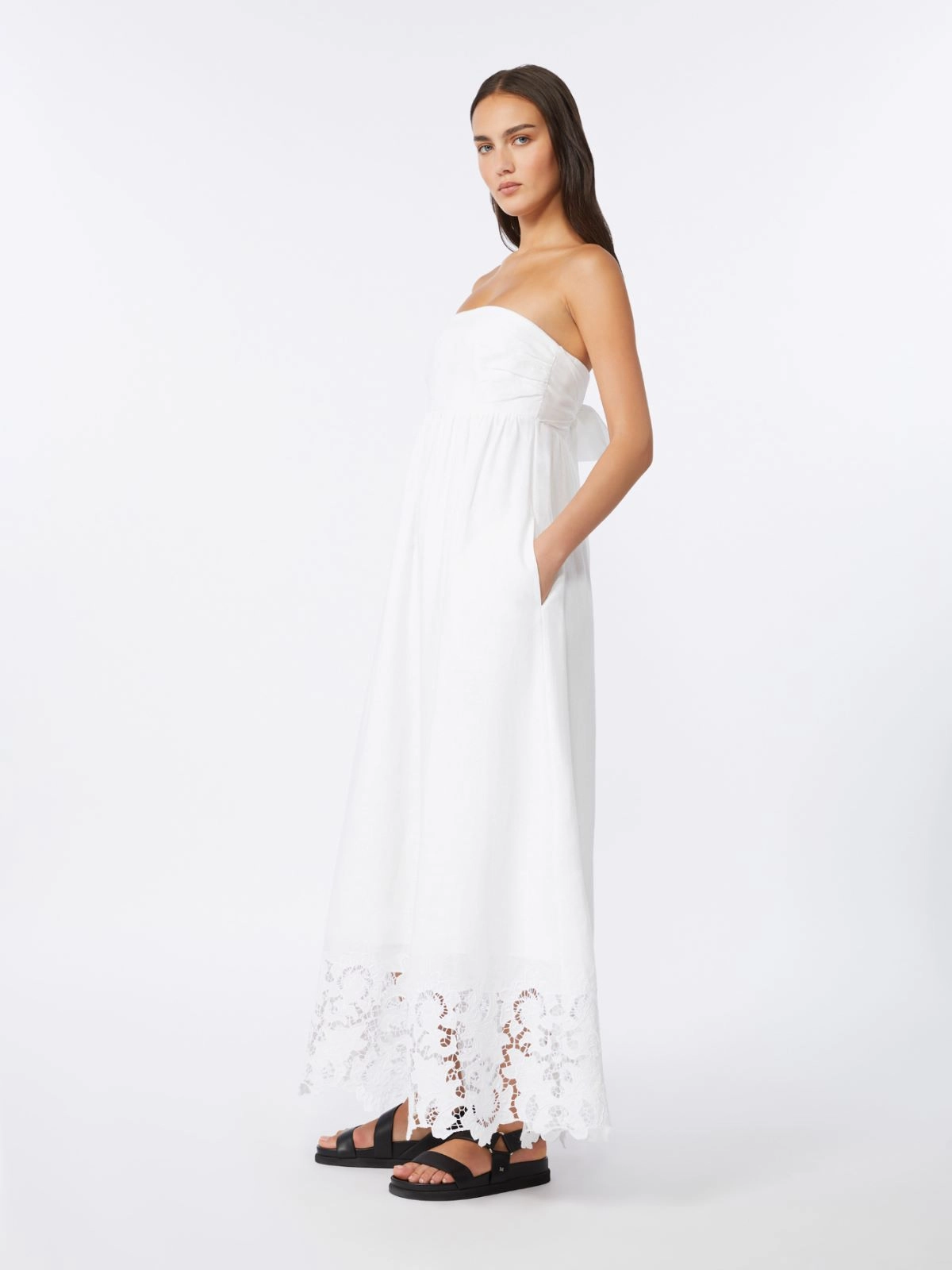 Strapless Maxi Dress with Gathered Waist