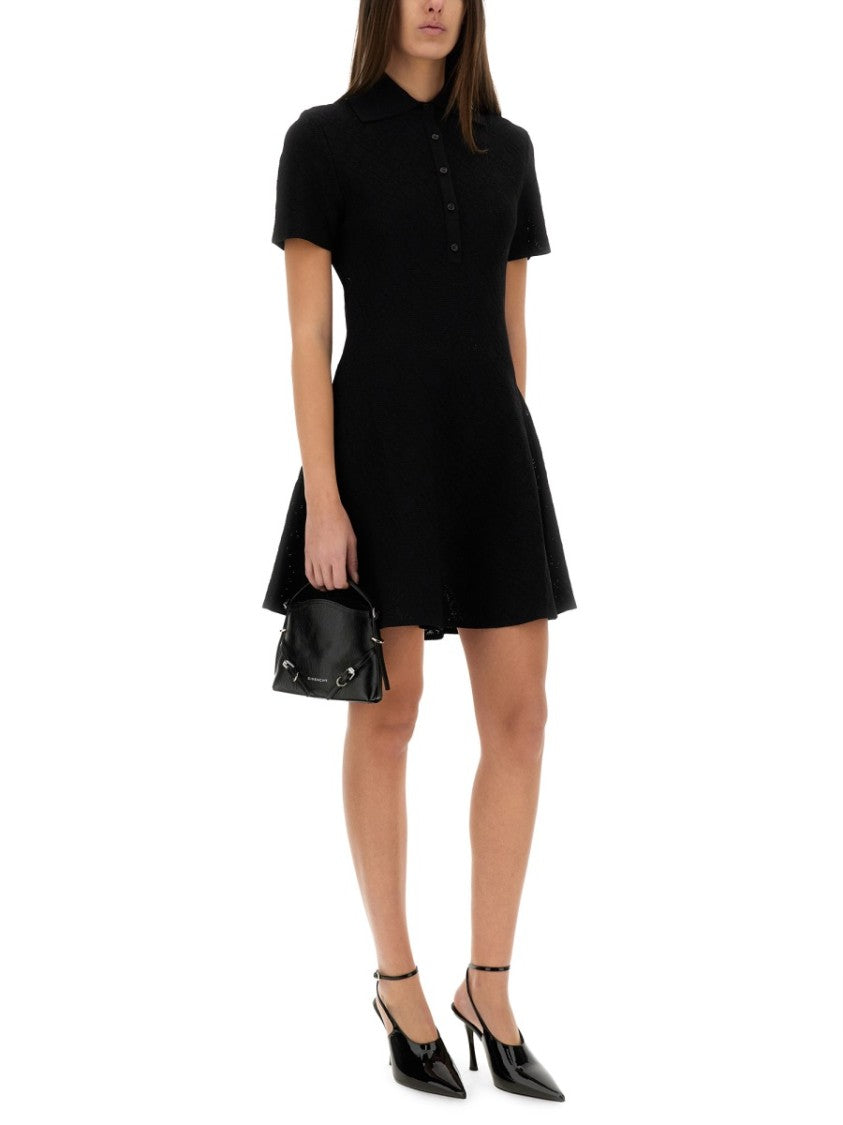 Textured Jacquard Polo Style Dress