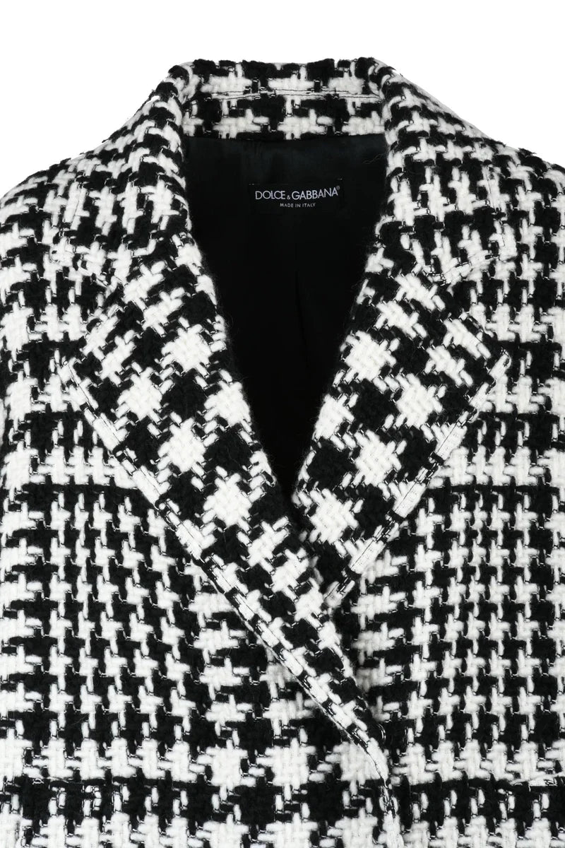 Mixed Fibre Coat - Black/White