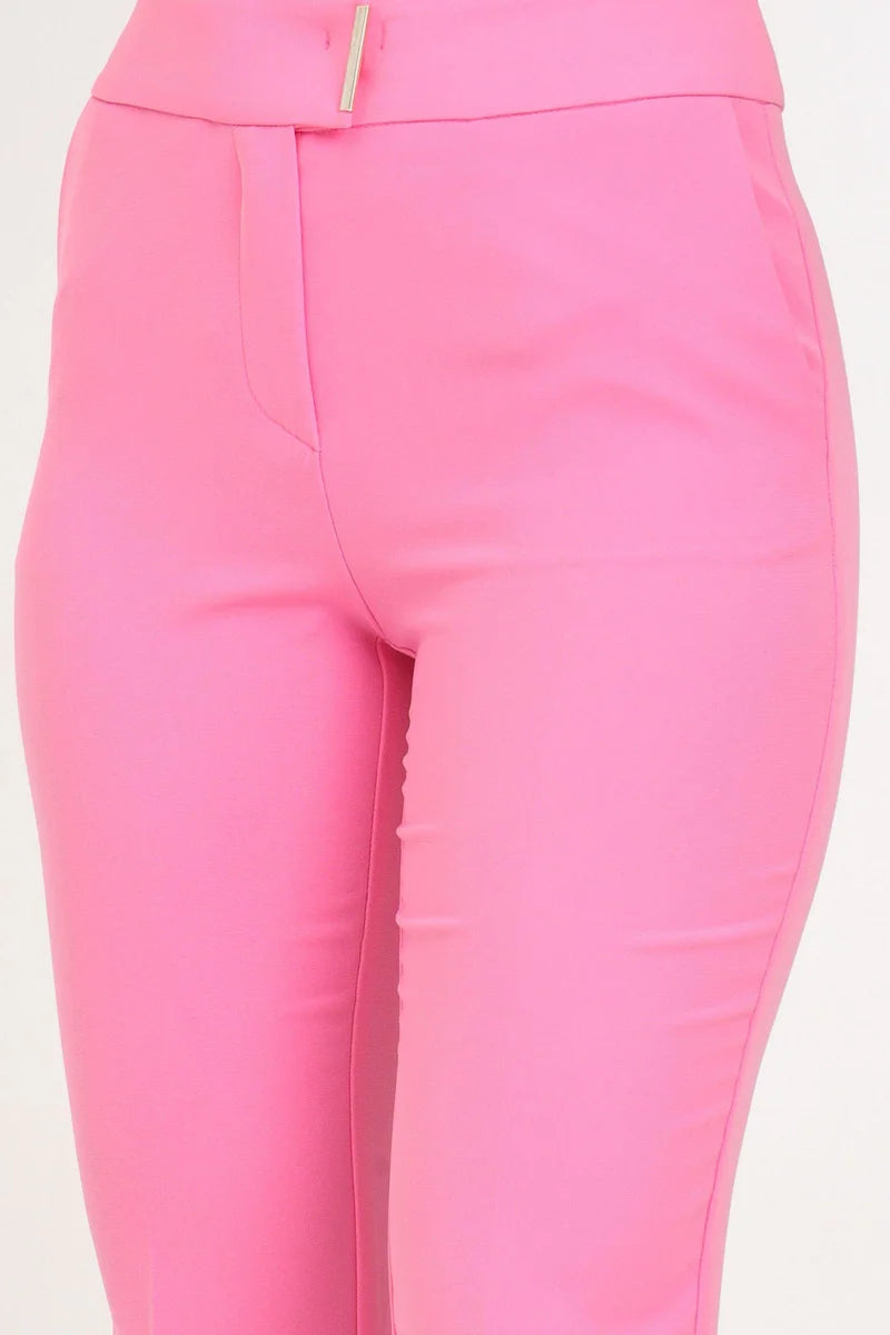 High-Waisted Flared Trousers in Smooth Technical Fabric